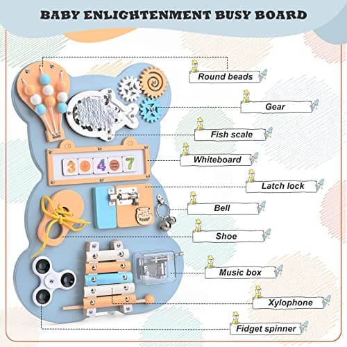 Doovasen Busy Board pour Enfants, pour Apprendre la motricité Fine et Les compétences de Base de la Vie Jouets éducatifs préscolaires Cadeau pour garçon ou Fille