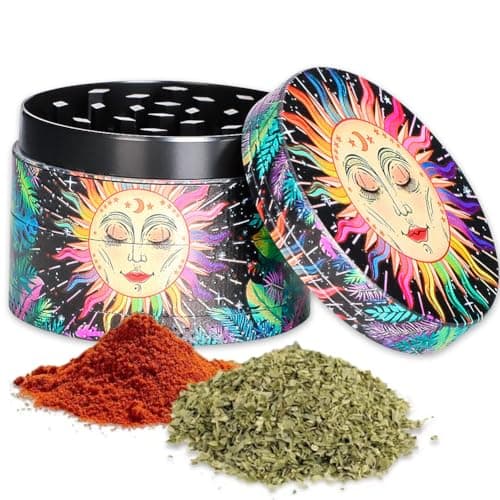 Moulin à Pollen Grinder À Herbes Grinder Pour Spice Moulin D'herbes Grinder Vintage Sun Herb Grinder Grinder Moulin à Herbes Épices en Zinc Alliage pour Herbes Pollen Fleurs 50MM