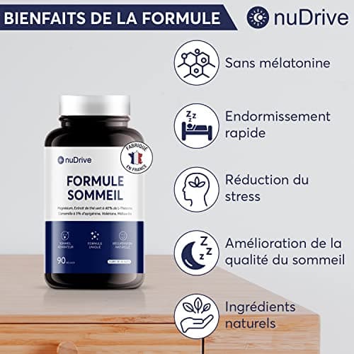 FORMULE SOMMEIL | Complément Alimentaire Sommeil Sans Mélatonine - Magnésium bisglycinate, L-théanine, Apigénine, Valériane, Mélisse, Bio - Endormissement Naturel et Rapide - 100% Français