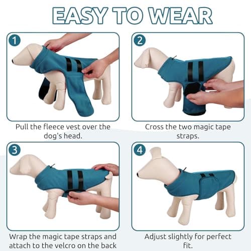 PUZAUKAL Pull pour Petit Chien,Pull-Overs pour Chien et Chat en Polaire Doux Veste Gilet Chien avec Harnais Pull Chaud pour Moyen Grand Chien Bleu Paon(S)