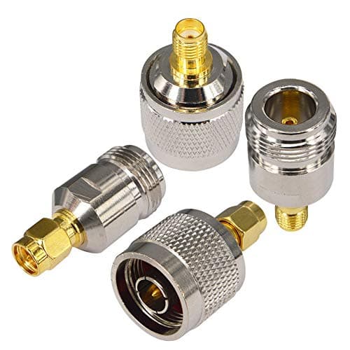 Boobrie 4PCS Kit de Connecteur Type N vers SMA Adaptateur N Mâle/Femelle à SMA Mâle/Femelle Fiche N SMA Connecteur SMA N-Type pour Antenne CB, Radio, Antenne WiFi, Antenne Routeur WiFi sans Fil