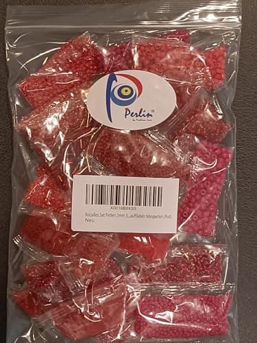 Rocailles Lot de 20 Perles de 2/3/4/6 mm 400 g Lot de 20 Perles de Verre et Forme Ronde Kit de Bricolage Perle pour raviver Les Petites Perles, Verre, Rouge