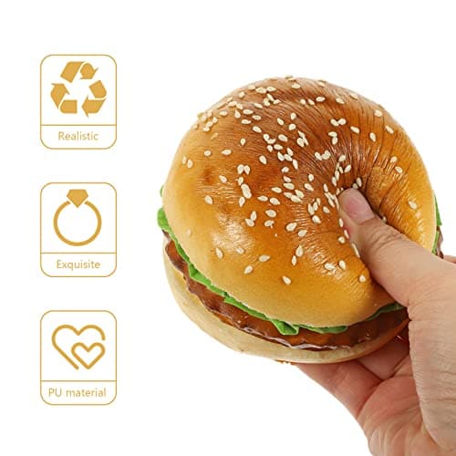 Amosfun Burger en Simulation Réaliste pour Photographie de Nourriture - Accessoire de Cuisine pour Enfants, Jouet Éducatif en Bois pour Dinette, Idéal à Partir de 2 Ans