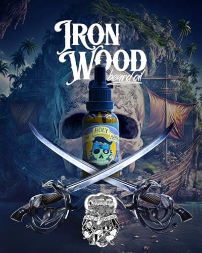 Huile Barbe Homme The HOLY BARBER - Huile a Barbe avec Huile d'ARGAN et Huile de JOJOBA - Huile de Barbe Hydratante & Favorise la Repousse- Idee cadeau homme - Non Gras - 30ml- Soin Barbe Homme
