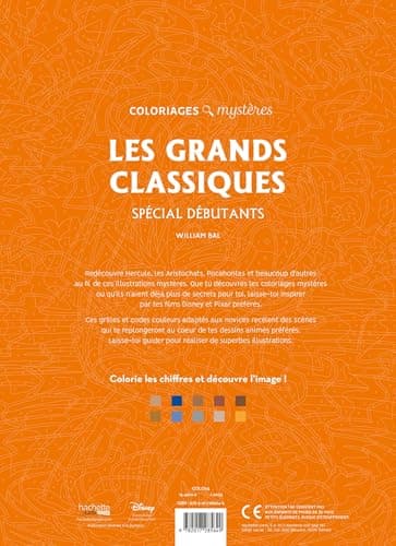 Coloriages mystères Disney - Grands classiques Spécial débutants