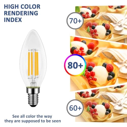 Ampoules E14 Bougie LED 4W, Dimmable, Équivalent Incandescente/Halogène 40W, Blanc Chaud 2700K, 400LM, AC 230V, C35 E14 Filament Vintage, pour Lustres, Plafonnier, Applique, Lot de 4