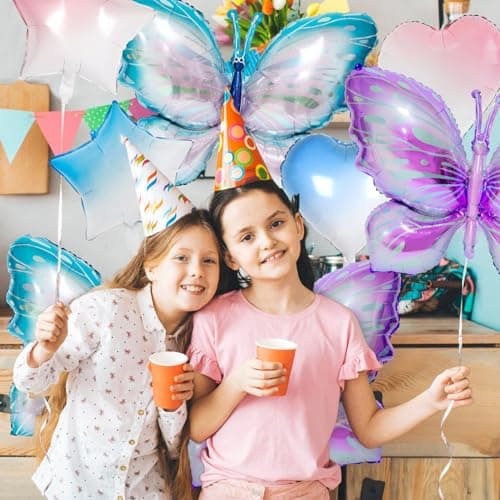 Ballons en Papier Aluminium Papillon, 8 Pièces Ballons Theme Anniversaire Papillon Ballons à Motif Papillon, pour Filles Fête à Thème Papillon Fête de Jardin Anniversaire Mariage (B)