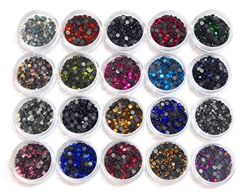 Hotfix Lot de 20 strass thermocollants en verre avec boîte de rangement et strass, 3,6mm ~ 4mm SS16
