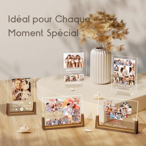 LUCKOR Idee Cadeau Femme & Homme Noel - Plaque Spotify Personnalisé Cadre Photo - Cadeau Personnalisé Copine Copain Couple Meilleur Amie de Noël, Anniversaire - Lampe Personnalisée avec Photo