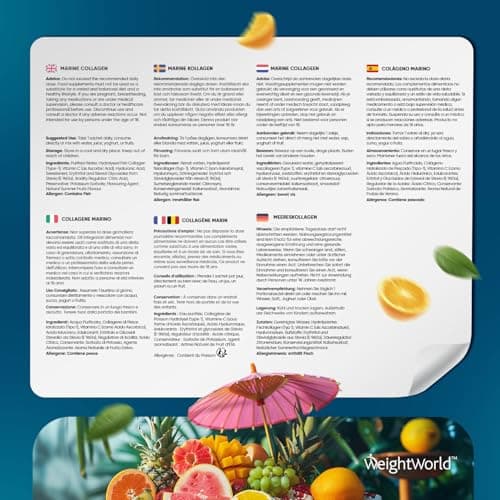 Collagène Marin Hydrolysé Liquide 5000mg/Dose + Acide Hyaluronique & Vitamine C - Immunité, Beauté, Peau & Articulations - Collagène Marin Peptide Type 1 Goût Fruité 420ml (14 Sachets x 30ml)