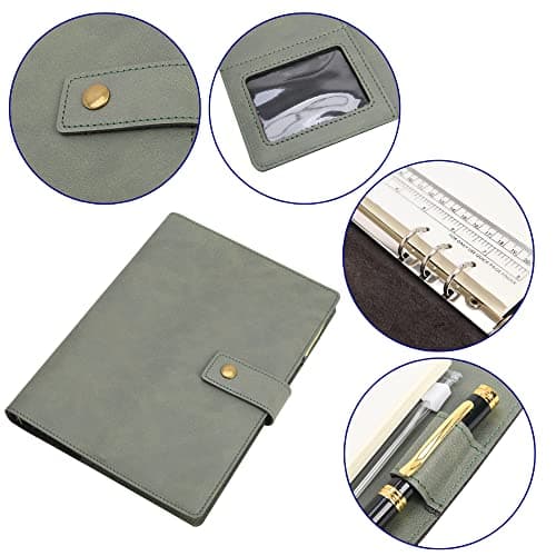 Wonderpool Carnet de notes rechargeable en cuir - Papier à pois intérieur en cuir véritable pour le travail de voyage et l'organisateur (Vert, A5)