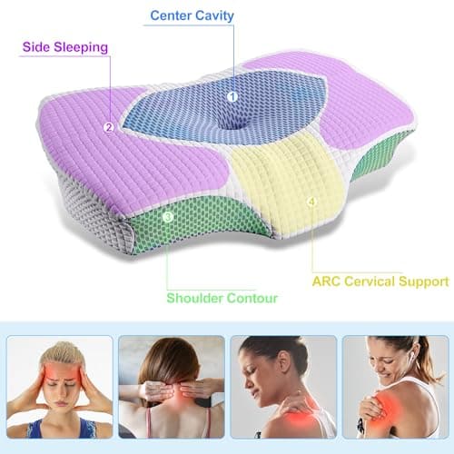 YunNasi Oreiller Ergonomique Cervical Memory Foam Oreiller Memoire Forme Oreiller Orthopédique de Forme pour Les Dormeurs sur Le Côté, Le Dos et Le Ventre (Style2:60 * 43 * 12/10.5cm)