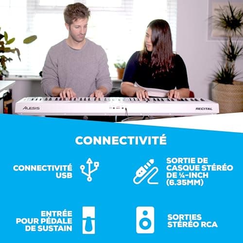 ALESIS RECITAL piano numérique 88 touches semi-lestées avec enceinte intégrées et cours gratuits