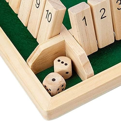 MplehDa Jeu de Plateau en Bois, 4 Joueurs Shut The Box - Jeu de dés mathématiques Traditionnels - Pub Board - Voyage - 4 Joueurs - Great Family - Vacances - Jeu divertissant (Rouge)