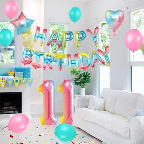 Ballon 11ème Anniversaire Rose, Décoration anniversaire fille 11 ans, Ballon 11ème Anniversaire, Décoration 11ème Anniversaire fille, Ballon 11 Joyeux Anniversaire, Ballon 11 Décoration anniversaire