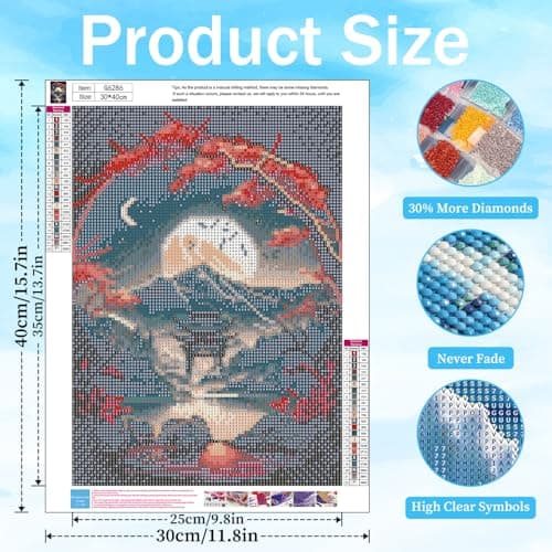 Xobers art Diamond Painting Adulte Paysage, Diamant Painting Lune, Peinture Diamant Adulte, Diamond Painting pour Décoration Maison et Cadeau 30x40cm