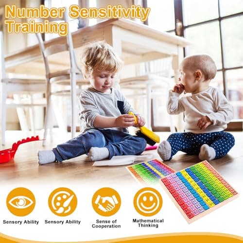 Table de Multiplication en Bois Mathématique 1x1 Tableau Planche de Multiplication Jeu de Table de Multiplication Jouets Montessori pour L'éducation des Jeunes Enfants - Apprentissage du Calcul