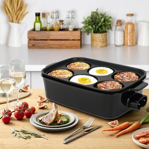 AEWHALE Grille Électrique Multifonction 3 en 1, 1500W Gril Plat Électrique et Poêle Profonde, Anti-adhésif Revêtement Multifonction pour Griller, Saisir, Cuire à la Vapeur, Mijoter, Bouillir