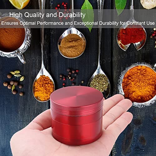Kinstecks ​​2.1" Broyeur d'herbes Moulin à épices en Aluminium, 4 pièces, avec grattoir à Pollen, idéal pour Le Fin Gourmet Qui Recherche l'excellence culinaire-rouge