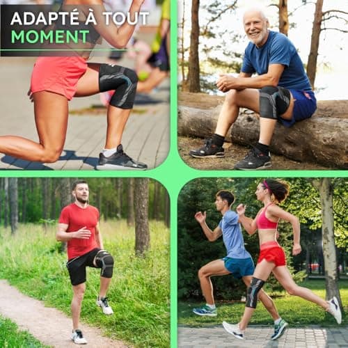 NativoDex Genouillère de Compression - Genouillère de Sport pour Homme et Femme - Genouillères médicales pour Ligaments, Tendinite, Douleurs Articulaires