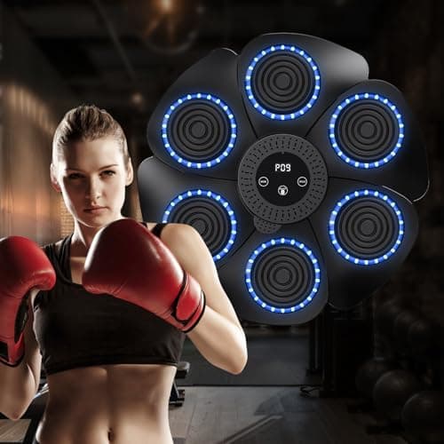 EagerMinds Machine à Boxe Musicale, 2024 Nouvelle Machine de Boxe Murale Intelligente -Bluetooth avec Gants de Boxe Adultes Enfants, 9 Le Mode de Vitesse et de décompte (Noir + Gant)