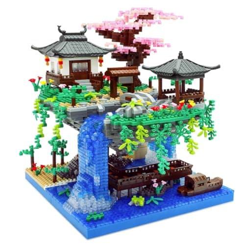 Les blocs de construction ensemble Peach Blossom Micro Building Blocs Ensemble de blocs d'éclairage pour adultes 3 mode Chinese Architecture traditionnelle Bloc de construction Adult Blocs Birthd