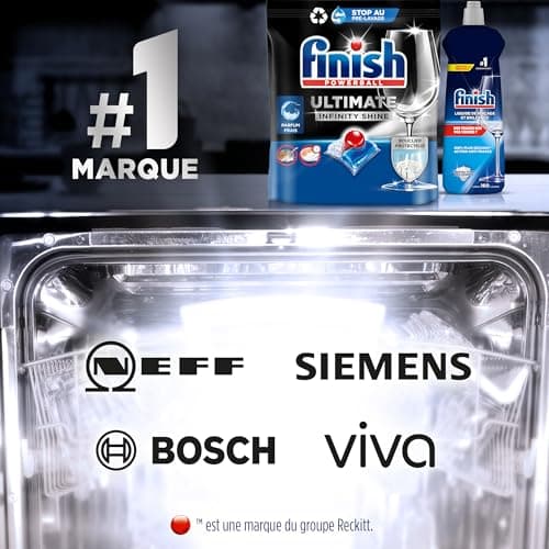 Finish Ultimate Infinity Shine Pastilles Lave-Vaisselle, Imbattable contre les taches tenaces, 80 capsules