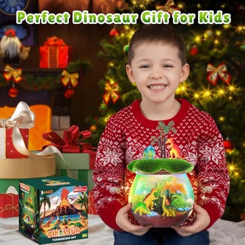 RONSTONE Dinosaure Jouets Cadeaux d'anniversaire Kit de Terrarium pour Garçons - DIY Créatif Dino Veilleuse pour Enfant de 4 5 6 7 8 Ans - Kits Éducatifs d'art et d'artisanat pour Enfants (10Pcs Dino)