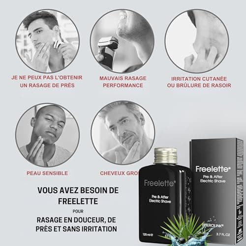 Crème Lotion Pré-rasage et Après-rasage Électrique - Idéal pour un Rasage de Près - Baume Lisse et Sans Irritation. Freelette. Original 125ml