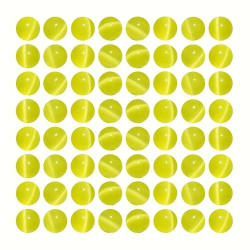 MJDCB 105 pièces Petites Perles Oeil de Chat Jaune Citron 10mm Perles de Cristal Ronde Vrac pour La Fabrication de Bijoux Bracelets Boucles D'oreilles Colliers Accessoires