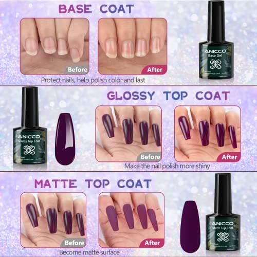 FINGEROOM Vernis Semi Permanent - 27 pcs Lot Vernis à Ongles Nail Gel UV LED Manucure Nail Polish Soak Off 24 Couleurs Populaire Avec Base et Matt Top Coat, 7.5ml