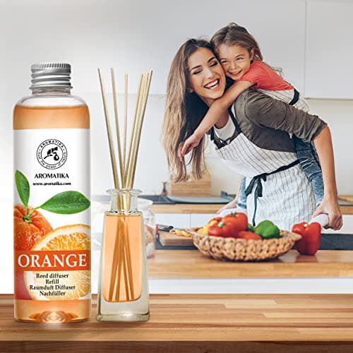 Recharge Diffuseur de Parfum 200ml - Arôme Orange - À L'Huile D'Orange Essentielle Naturelle - Fragrance Fraîche et Durable