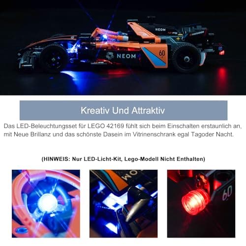 Kit d'éclairage à LED pour Lego Technic NEOM McLaren Formula E Race Car (Pas de Lego), kit d'éclairage décoratif pour Lego 42169 NEOM McLaren Formula E Race Car Jouet créatif
