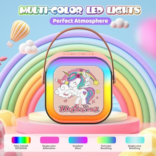 Dromlag Karaoke Enfant, Licorne Fille Cadeau Noel Enfant Jouet Enfant 3-12 Ans Micro Karaoke Cadeau Fille 4-12 Ans Karaoke Adulte Jouet Fille 3-12 Ans Microphone Karaoke