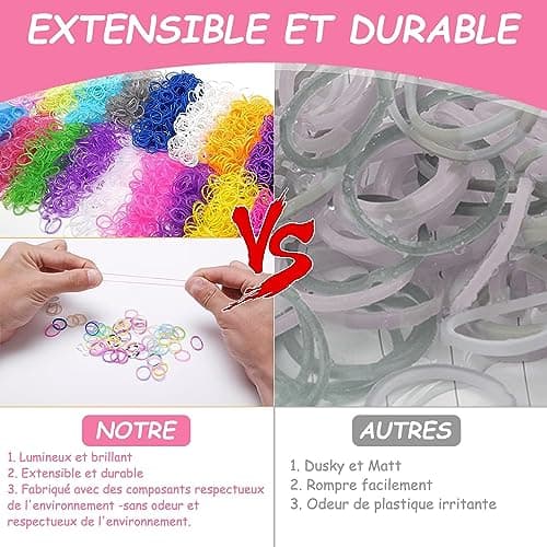 EITEYI 8000+ Elastique Bracelet Kit Enfant[Amélioré] 54 Grilles Bricolage Élastique Loom Bands Kit,Bracelet Fille Kit Fabrication Creation, Cadeaux Creation Anniversaire pour Fille