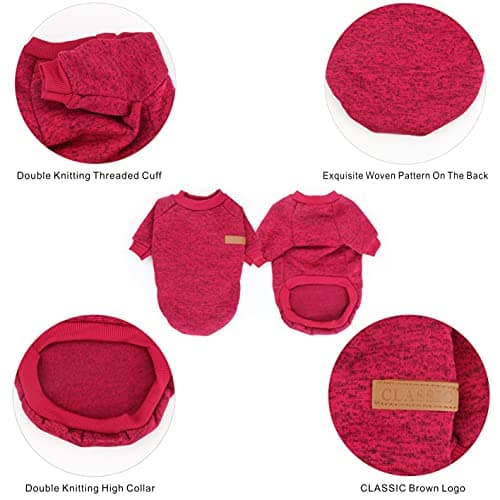 Mosucoirl Pet Chat Chien Pull, Hiver Chien Cavaliers Chat Vêtements Confortable Polaire Pet Manteau Costume Chaud Chandail Vêtements pour Chiot Petit Moyen Chien