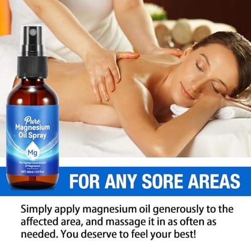 Huile de Magnésium Spray 60ml, 100% Naturelle et Pur Magnesium Oil Spray Sleep, Huile de Magnesium Organique en Spray pour le Sommeil, Sport, Massage, Relaxation Musculaire