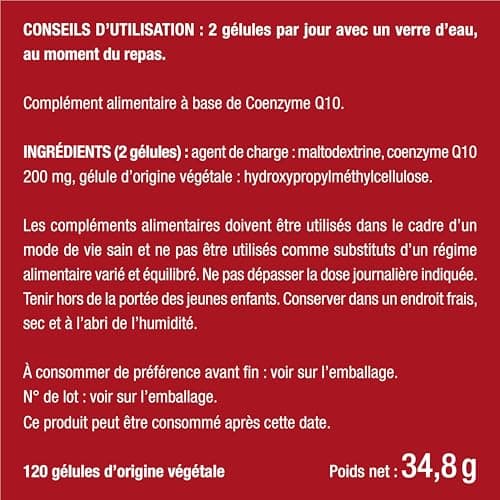 COENZYME Q10 - Puissant Antioxydant Naturel - Protecteur Anti-Age - Énergie Cellulaire - Absorption Maximale - Forme la Plus Stable - 120 Gélules Vegan - Nutrimea - Fabriqué en France