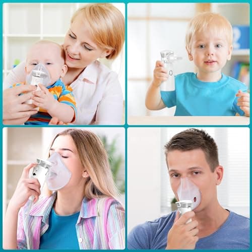 Towwoo Inhalateur Nébuliseur Portable, Inhalateurs Rechargeables avec Embout Buccal et 2 Masques, Aérosol Silencieux pour Enfants et Adultes, Machine Aérosol pour la Maison et les Voyages