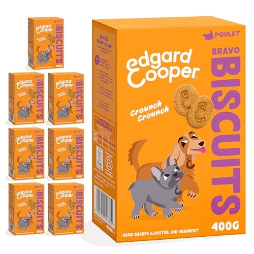 Edgard & Cooper Friandises Pour Chien, (Poulet, 400g x 7), Biscuits Bravo, Biscuits Pour Chien, Viande fraîche, Faibles en calories, Recette sans céréales, des biscuits pour le féliciter