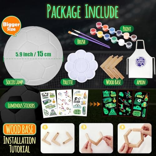 DIY-LAOESE Kit de Peinture Football Veilleuse 3D Lampe, Cadeau d'anniversaire pour Fan de Foot, Loisir Créatif pour Enfant, Garcon Cadeau Fille 3 4 5 6 7 8 9 10 11 12 Ans