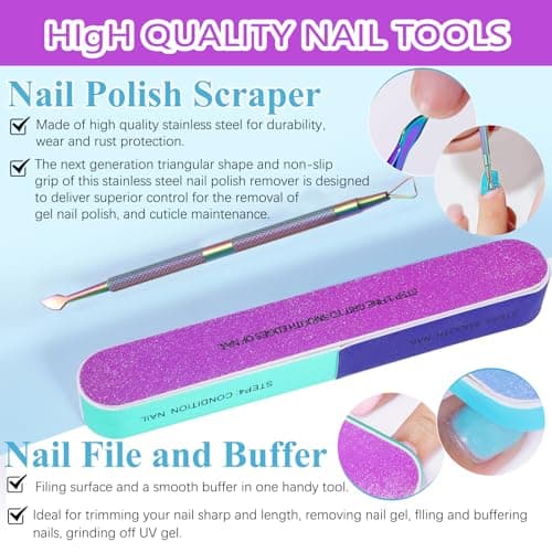 Dissolvant Vernis Semi Permanent, 2PCS Magic Remover Semi Permanent avec Nail File et un Nail Cuticle Pusher, Disolvant a Ongles Semi Permanent - Retrait Facile et Rapide du Vernis à Ongles Gel
