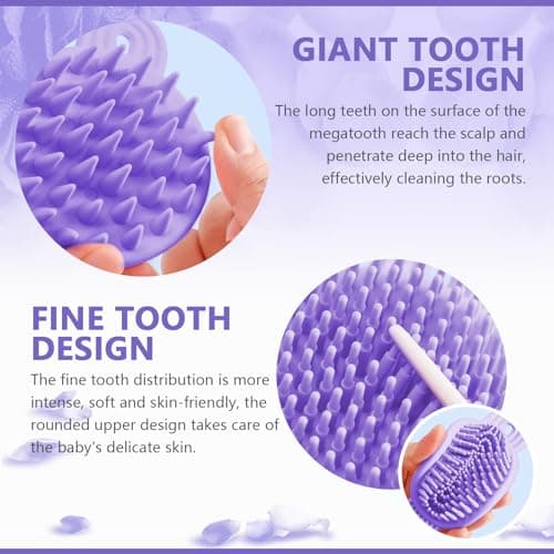 Sunolkie Scalp Massager | Purple Double Sided Shampoo Brush | Détend la tête et améliore la circulation sanguine du cuir chevelu, convient aux adultes et aux enfants
