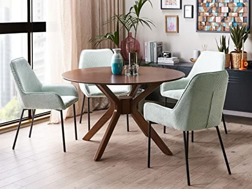Table de Repas Ronde ø120 cm Effet Bois Sombre Finition Laquée Style Rétro Tymis