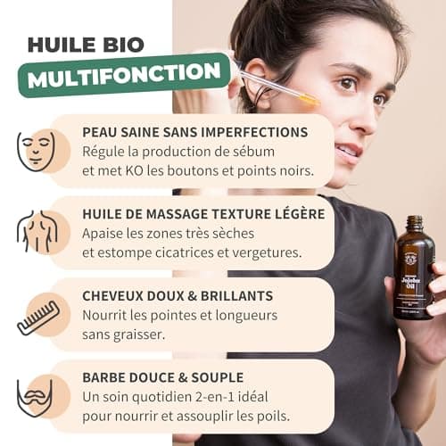 Bionoble Huile de Jojoba Bio 200ml + Pompe - Bouteille en Verre - 100% Pure, Naturelle, Pressée à Froid - Huile de Jojoba pour Cheveux Visage Corps - Vegan Jojoba Oil, Huile Jojoba Bio