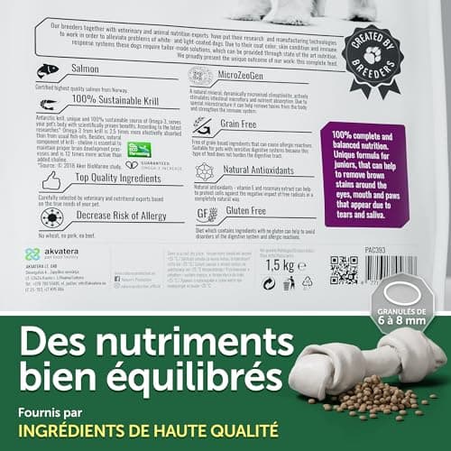Nature's Protection Superior Care Croquettes Complètes pour Chien Junior (de 3 à 12 Mois) Toutes Races à Poil Blanc (Maltese, Bichon Frise etc.) I sans Céréales I Saumon, 1.5 kg