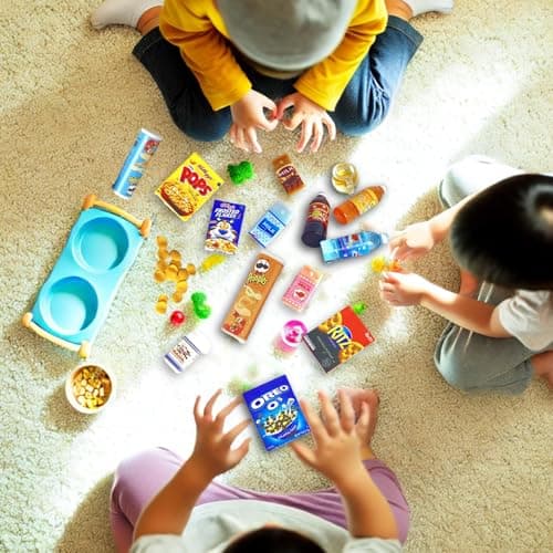 BQLYblink Mini Nourriture Jouet 1/12, 28 Pièce Jouets de Miniatures Alimentaires Boissons, Mini Nourriture Miniature Accessoires Miniatures de Cuisine pour Maison de Poupee Miniverse