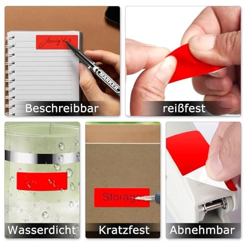 YIKIADA Lot de 500 étiquettes thermiques en vinyle - Rouge - 25 x 50 mm - Rouleau rectangulaire - Autocollant d'adresse - Étanche - Pour nom code-barres QR Code DIY