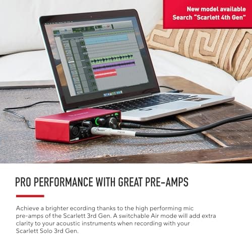 Focusrite Interface audio USB Scarlett Solo de 3e génération, pour les guitaristes, chanteurs(ses) et réalisateurs(trices), accompagnée de tous les logiciels dont vous avez besoin pour enregistrer