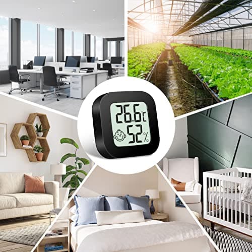 flintronic Thermomètre Hygrometre Intérieur, Mini Thermomètre Hygromètre Digital à Haute Précision, Moniteur de Température et Humidimètre Indicateur du Niveau de Confort pour Maison,Bureau-Noir